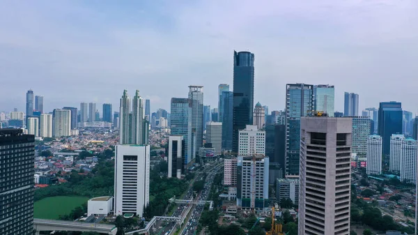 Légi Kilátás Irodaházak Dél Közép Üzleti Negyed Jakarta Indonézia Fővárosában — Stock Fotó