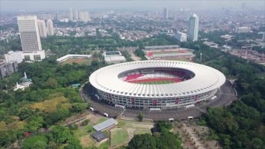 Jakarta şehir merkezindeki Gelora Bung Karno Atletizm Stadyumu 'nun havadan çekimleri..