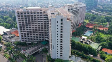 Aerial view of apartment high rise buildings in Jakarta, Indonesia.