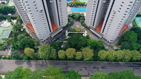 Aerial view of apartment high rise buildings in Jakarta, Indonesia.