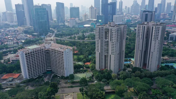 Aerial view of apartment high rise buildings in Jakarta, Indonesia.