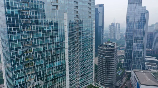 Rascacielos Moderno Cristal Azul Edificio Oficinas Yakarta Fasada Moderna Vidrio — Foto de Stock