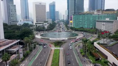 JAKARTA, Endonezya, 21 Mayıs 2022. AERİAL Jakarta CBD Bundaran Selam Sudirman Thamrin.