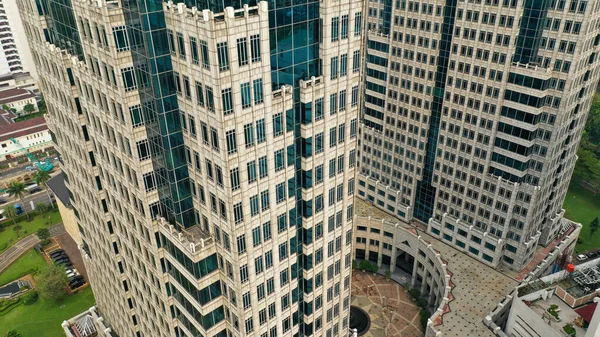 Escritório Edifício Azul Turquesa Parede Vidro Detalhe Reflexão — Fotografia de Stock