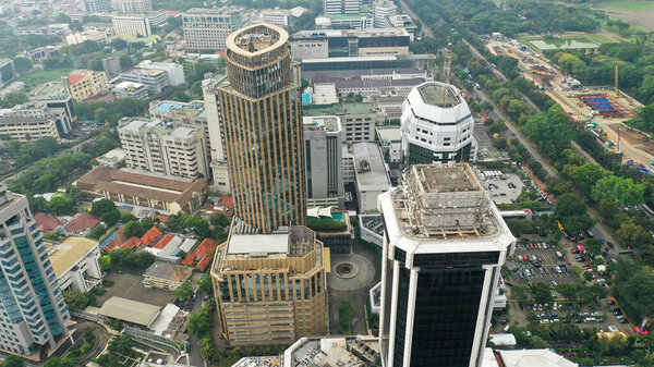 A view of the buildings in the Central Jakarta area, precisely in the Merdeka Street area as seen from the top of the National Monument or Monas.