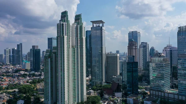 Aerial View Beautiful Jakarta Downtown Blue Sky Morning Time — Stock Photo, Image