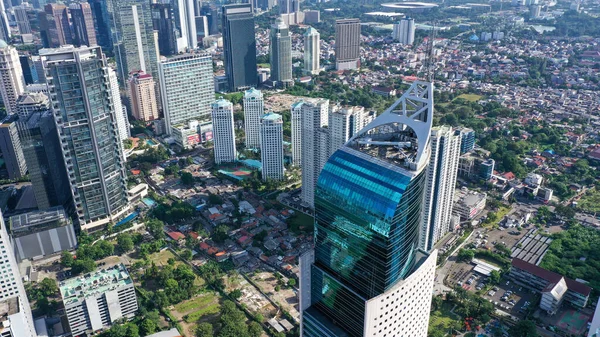 Edificios Corporativos Modernos Contra Cielo Azul Edificios Altos Ciudad Yakarta — Foto de Stock