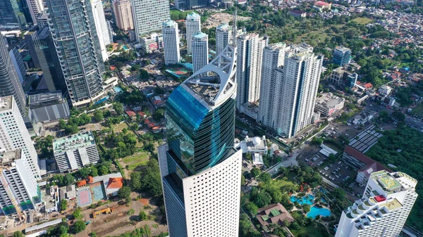 Modern Corporate Buildings Blue Sky High Rise Buildings Jakarta City — Stock Photo, Image