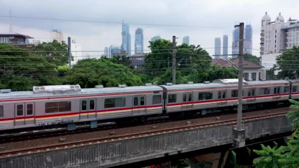 高架列车通过公路 现代地铁系统的城市景观棒极了 乘坐轻型客车是环城旅行的最佳方式之一 — 图库视频影像