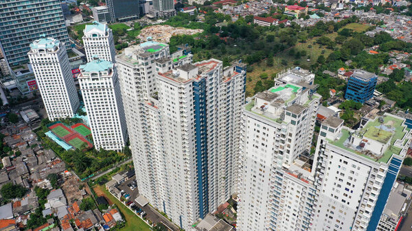 Bird view of residental buildings at Jakarta.