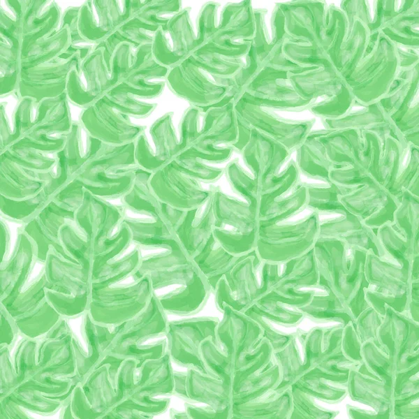 Τροπικά Monstera Φύλλα Ακουαρέλα Ζωγραφισμένα Στο Χέρι Εικονογράφηση Φόντο Σχεδιασμό — Φωτογραφία Αρχείου