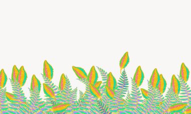 Renkli fantezi çiçekleri ve boş alanlarla yapraklar