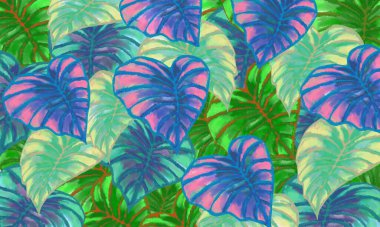 Yapraklarla dolu, suluboya boya bahar mevsimi kavramı