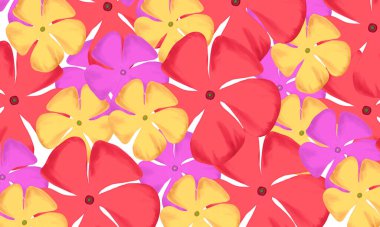 Renkli kırmızı, sarı ve pembe tropikal el suluboya dijital resim çizdi