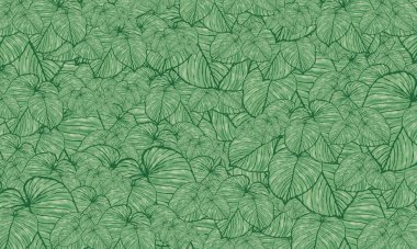 yeşil tropikal yapraklar bahar deseni, el çizimi duvar kağıdı arkaplanı