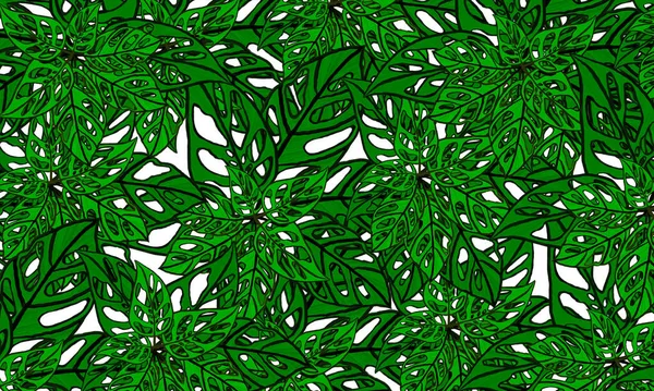 Groene Tropische Bladeren Aquarelverf Abstracte Lente Zomer Natuur Achtergrond — Stockfoto