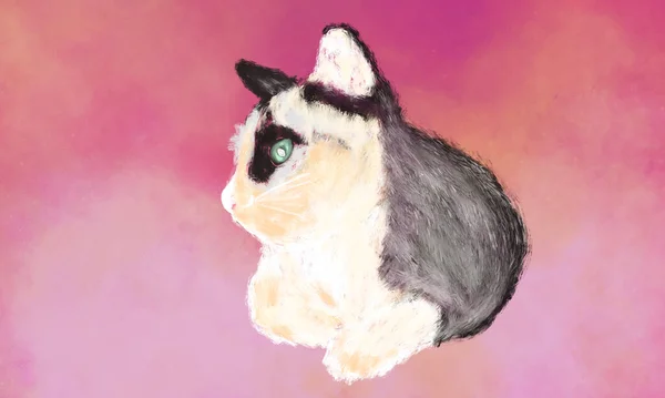 White Brown Color Cat Watercolor Paint — ストック写真