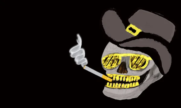 Smile Skull Tobacco Cowboy Hat — ストック写真