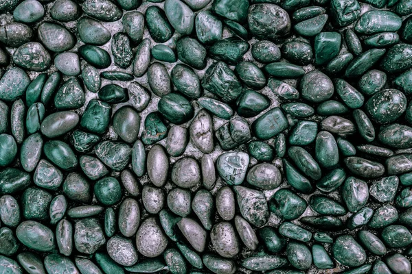 Fekete Szürke Zöld Kavicsok Fal Díszíteni Textúra Háttér — Stock Fotó