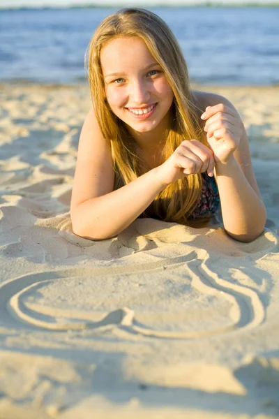 Heart from sand — Stock Photo, Image