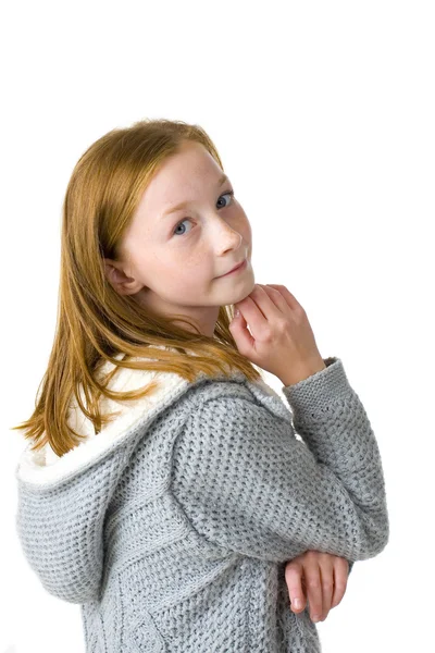 Студийный портрет 11-летней привлекательной девушки — стоковое фото
