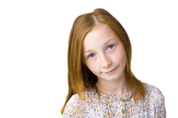 Studio portrait of eleven-year-old attractive girl — Stock Photo, Image