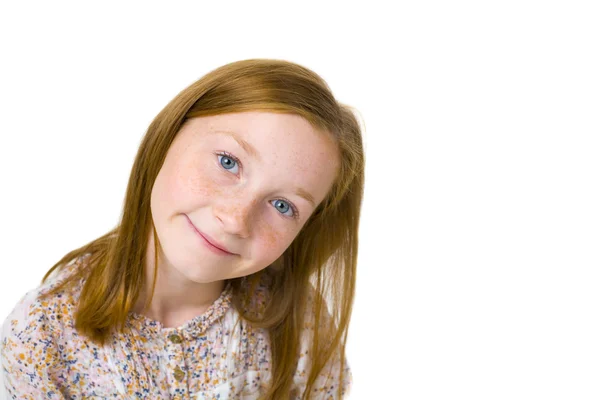 Studio portrait of eleven-year-old attractive girl — Stock Photo, Image