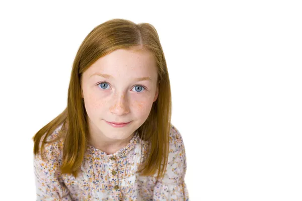 Studio portrait of eleven-year-old attractive girl — Stock Photo, Image