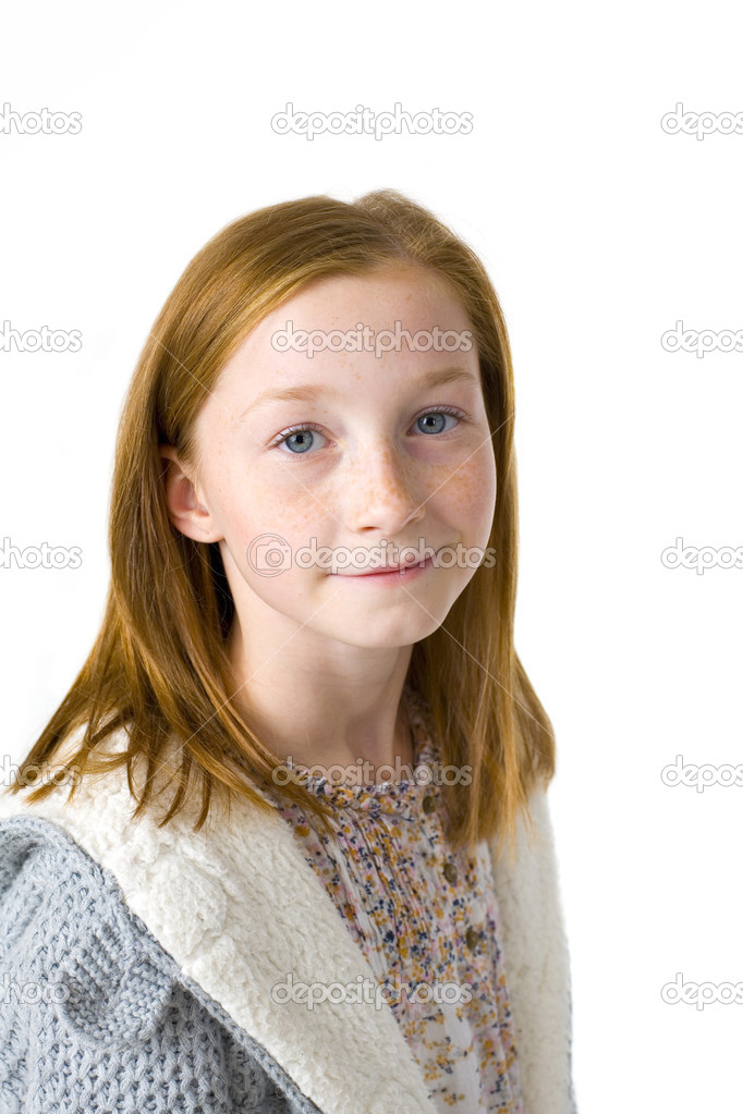 Studio portrait of eleven-year-old attractive girl