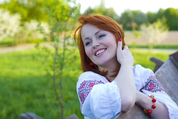 Portrait of the beautiful red-haired Ukrainian outdoor — Stock Photo, Image