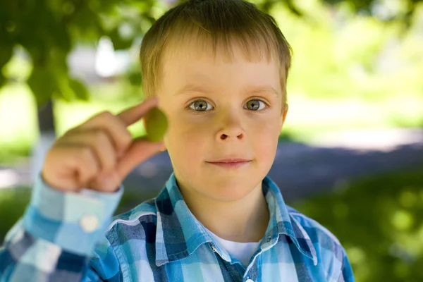 Portrait of boy of five years outdoor — Stock Photo, Image