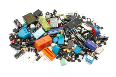 Electronic Components mix, for SMD and THT assembly clipart