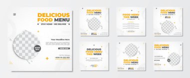 Sosyal medya paylaşımı için lezzetli yemek menüsü tanıtım şablonu