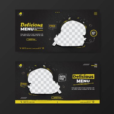 Lezzetli menü tanıtım şablonu ve koyu arkaplan