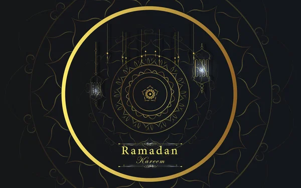 Ramadan Kareem Pozadí Zlatou Čárou — Stockový vektor