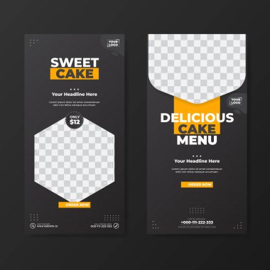 Duruma göre dizayn edilmiş pankart kek tanıtım şablonu