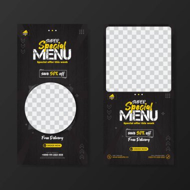 Süper özel menü afişi tanıtım şablonu ve bu hafta özel teklif