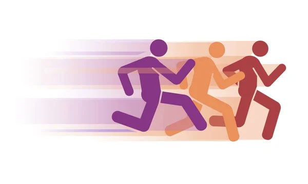 Race, running people group icon. Marathon team sport Vector illustration silhouette flat — Stock Vector