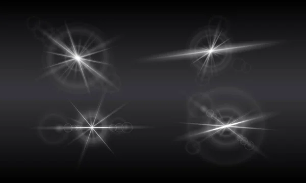 Star burst and sparkle Set glowing effect with light shine. Vector glitter illustration. — ストックベクタ