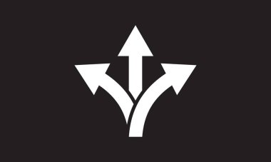 Yön sembolleri. Üç izole edilmiş illüstrasyon vektör grafik tasarım elemanları yol işaret simgesi