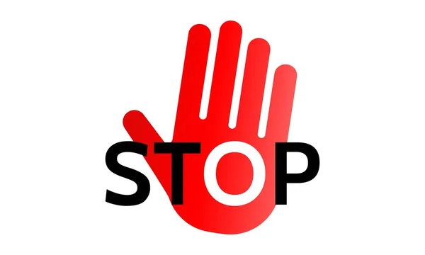 Stop main Simple stop rouge avec grand symbole de la main ou illustration vectorielle icône — Image vectorielle