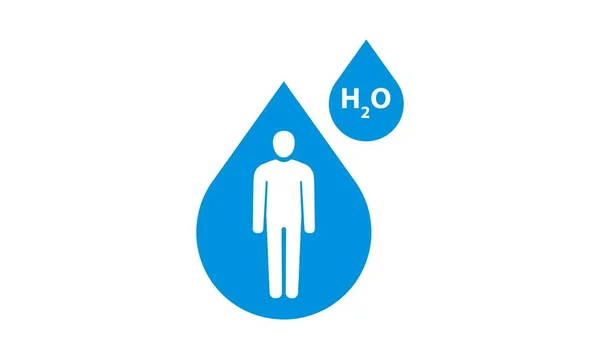 Prozentsatz des Wassers im menschlichen Körper - proportionaler Gehalt an flüssiger Masse. Hydratation, flaches Gestaltungselement, isoliert. Konzept Vektorillustration — Stockvektor
