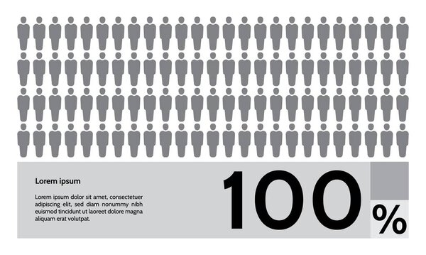 100% населения демография, концепция инфографики, элементный дизайн. Векторная иллюстрация