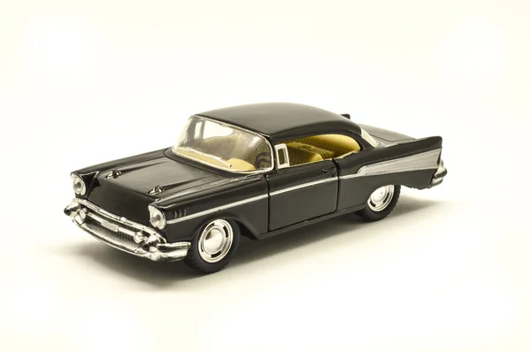 Black retro toy car - isolated on white background — Stock Photo, Image