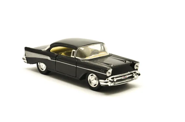Black retro toy car - isolated on white background — Stock Photo, Image