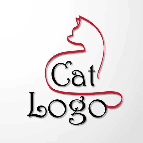 Vector - Logo dibujado a mano con gato — Vector de stock