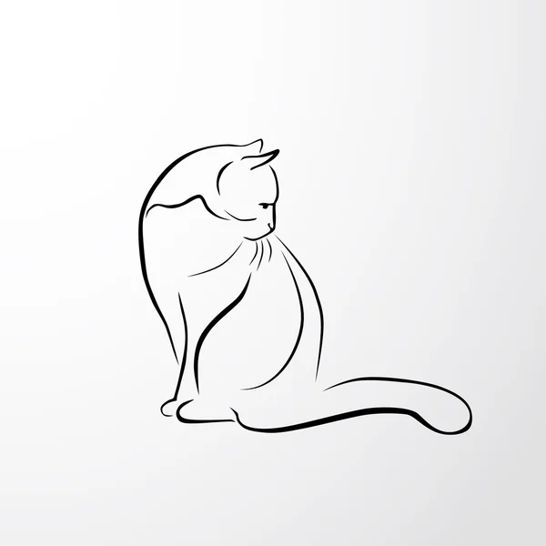 Vector - elegante dibujado a mano gato dibujado — Vector de stock