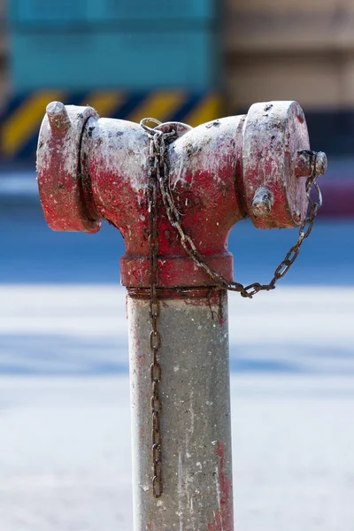 Alter roter Feuerhydrant mit Vogelscheiße in Thailand — Stockfoto