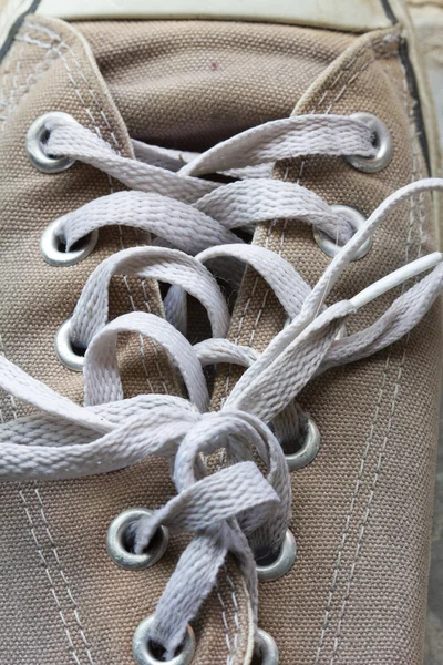 Shoelace of canvas shoe — Stock Photo, Image