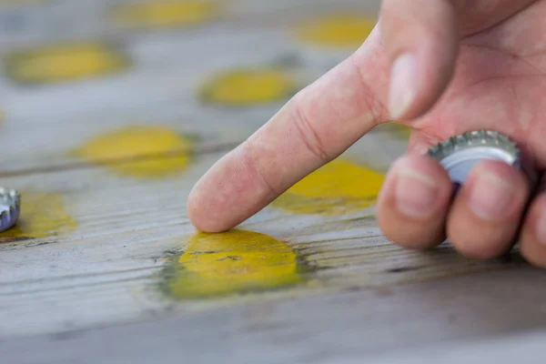 Pointing draughts or checkers board game — Stock Photo, Image